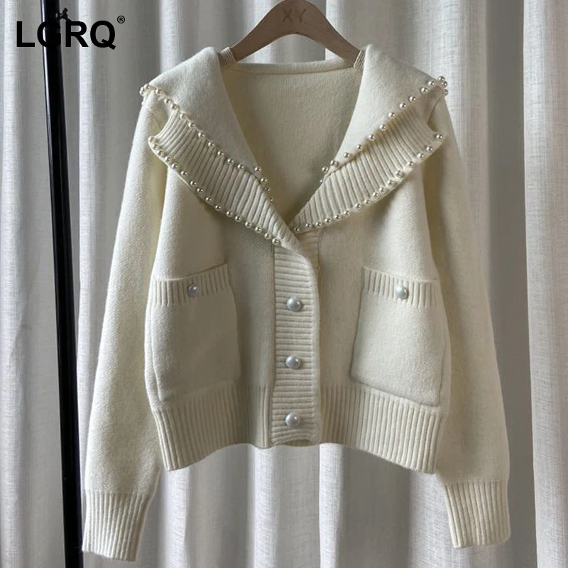 

Женский винтажный вязаный кардиган [LGRQ], черный Свободный кардиган с V-образным вырезом и длинными рукавами, новинка сезона весна-осень 2021