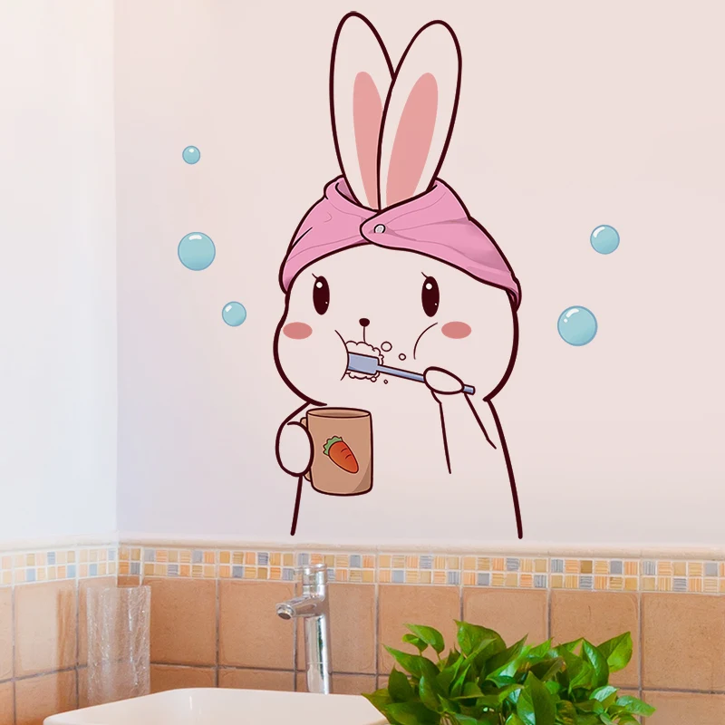 

Cartoon Rabbit Wall Stickers DIY Animal Mural Decals for House Kids Rooms Baby Bedroom Wardrobe Decoration