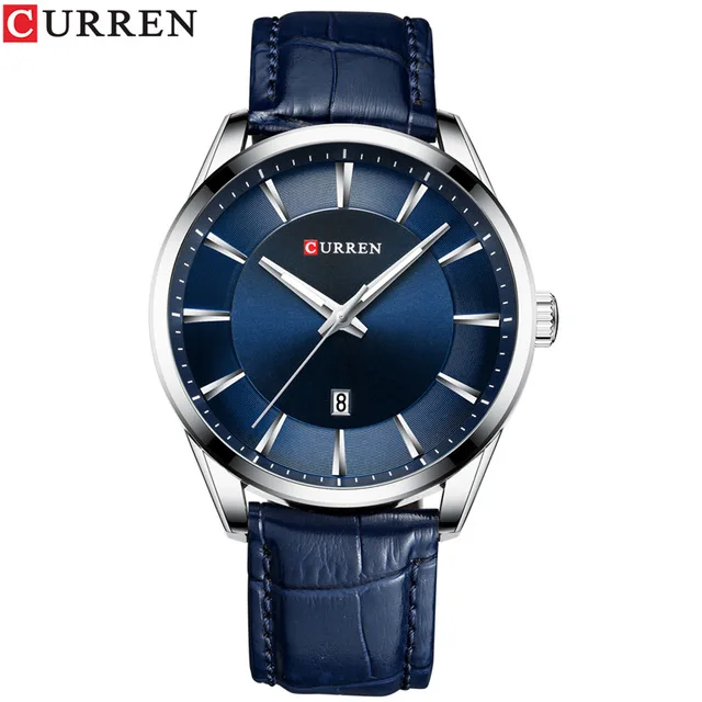 blue CURREN Брендовые мужские часы Топ Мода Бизнес люкс Кварцевые водонепроницаемые мужские часы спортивные мужские наручные часы Relogio Masculino - Цвет: blue