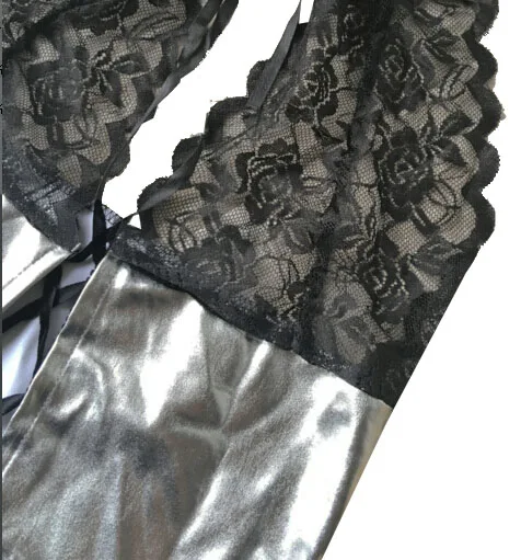 Сексуальное Кружевное блестящее нижнее белье из ПВХ и искусственной кожи с