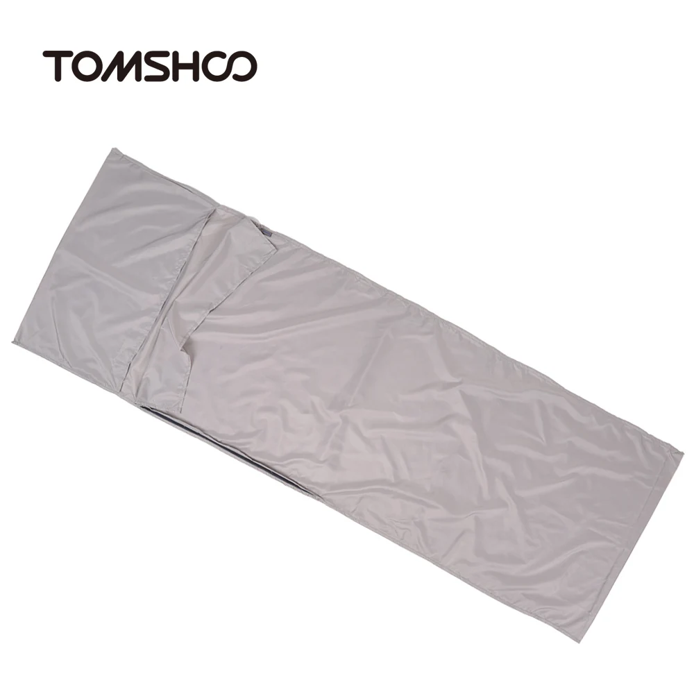 Светло-серый TOMSHOO, 70*210 см, для путешествий, кемпинга, туризма, полиэстер, эпонж, здоровый спальный мешок, вкладыш с наволочкой, портативный, легкий - Цвет: Светло-серый