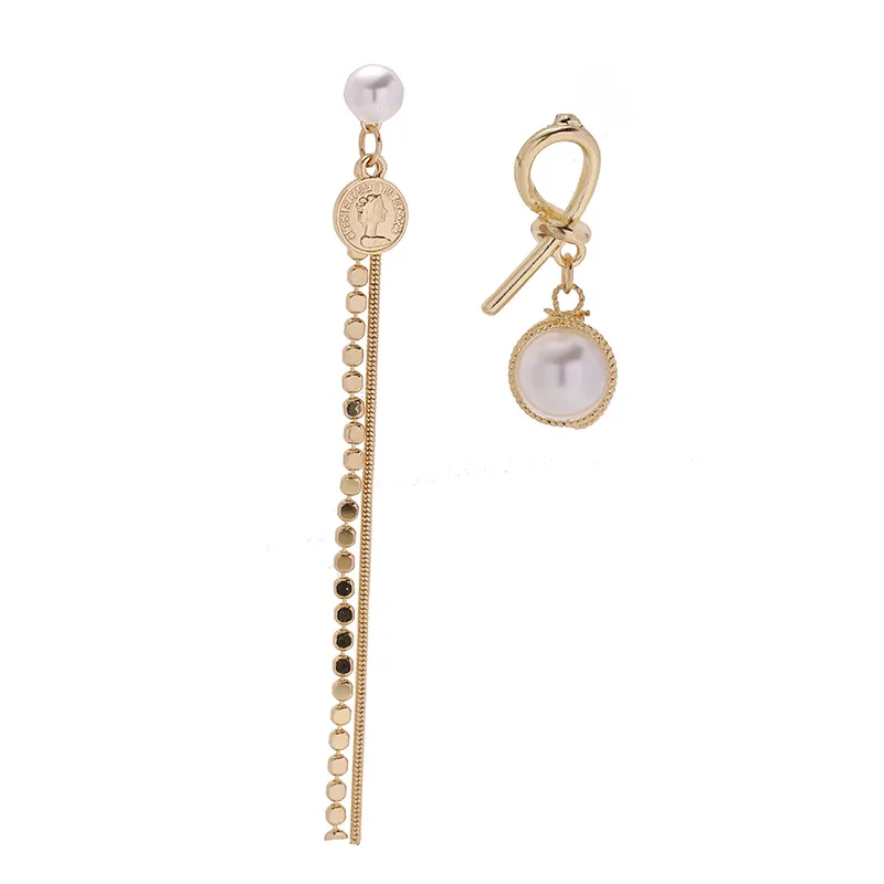 

2020 New Simulated Pearl Long Tassel Gold Coin Drop Earrings for Women Girls Fashion Wedding Brides Party Jewelry Gift