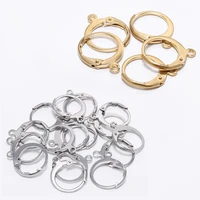 1412mm 20pcs making accessories stainless steel clip earring clasps hooks findings with loop clasp round base diy never fade