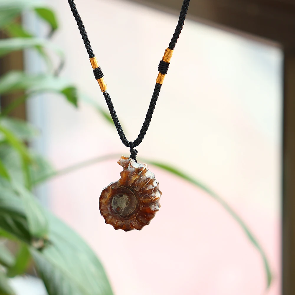 1 шт. кулон улитка натуральный камень окаменевшая овчина ожерелье