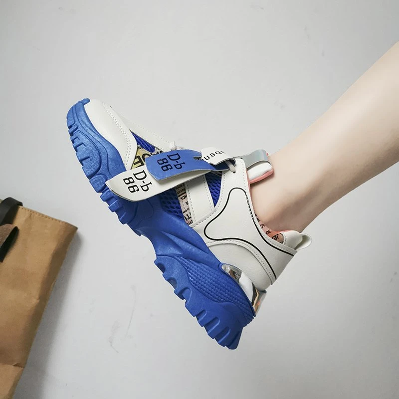 Женские кроссовки на массивной вулканизированной подошве синие повседневные