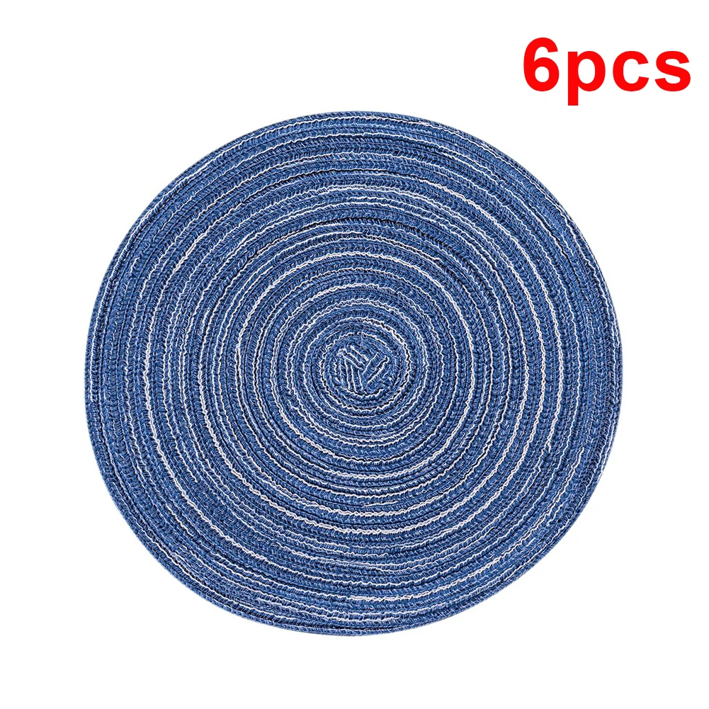 Набор круглых плетеных салфеток 6 моющихся подставок для кухонного стола горячих