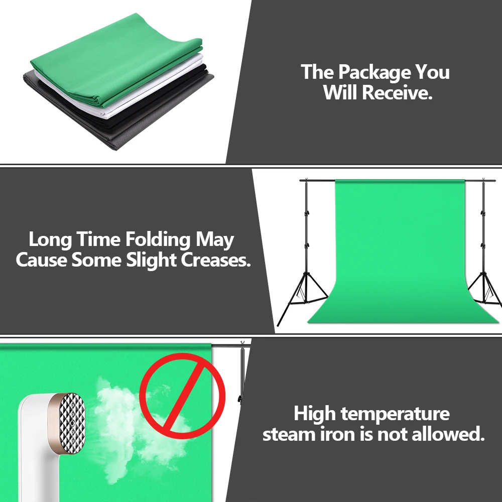 

LED Dimmable Lighting Kit 3200-5500K Strip Light Photography Studio 4 Color Backdrop Background Cloth 2m*2m Background Stand