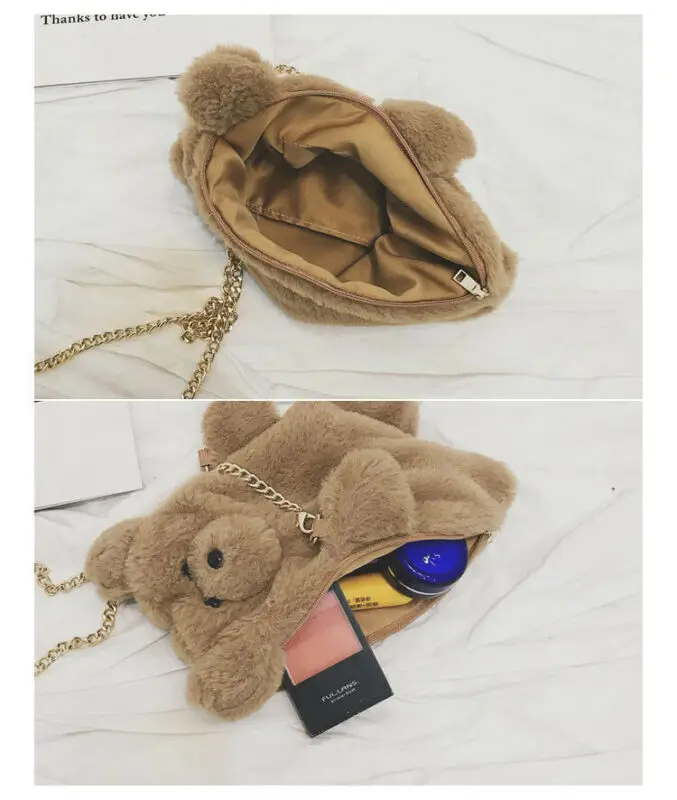 

Women Cute Plush Teddy Bear Handbag Shoulder Bags Girls Stuffed Bear Crossbody Bag Gift New