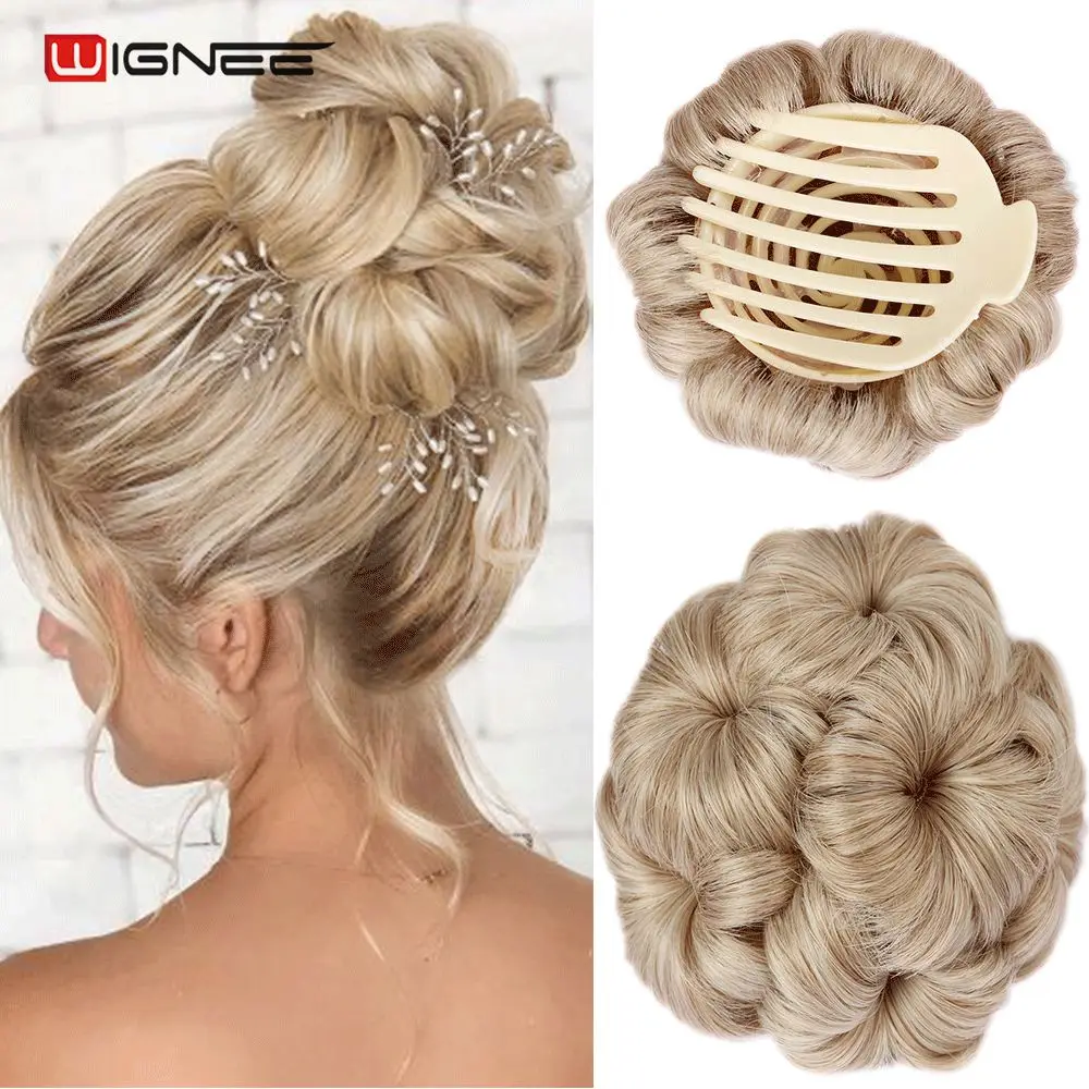 

Wignee Bun Donut Chignon With Plactic Comb For Women High Temperature Synthetic Fiber Hair Clip In Elastic Fake Hair Extensions