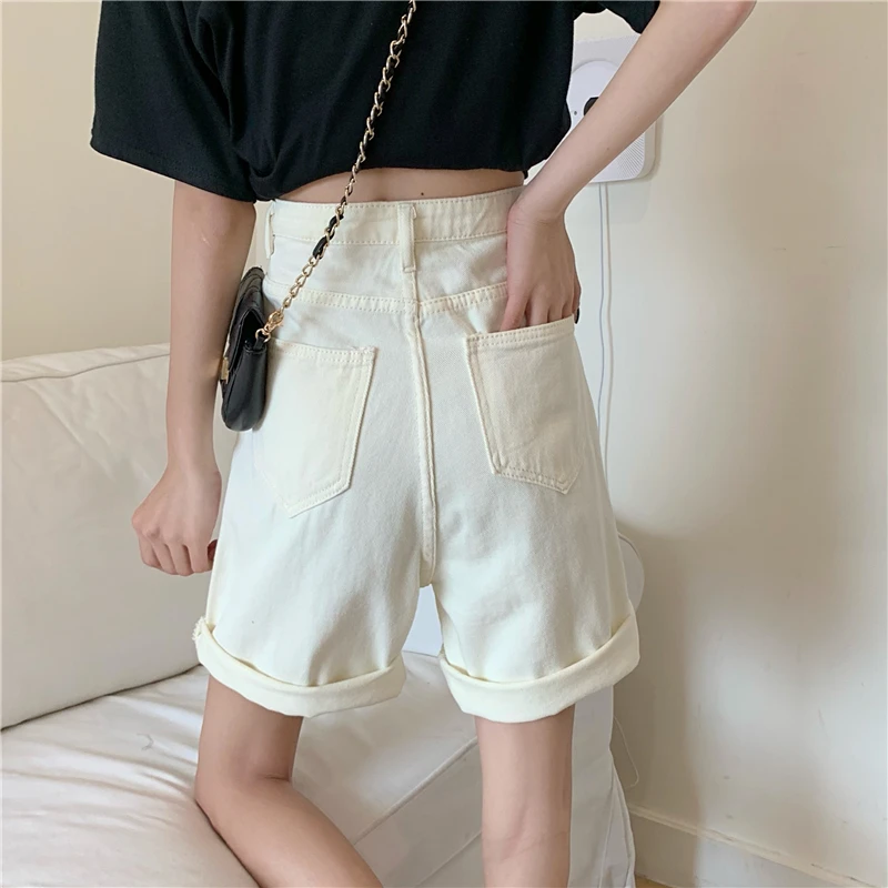 Harajuku BF Loose Newest Summer Womens Shorts Trendy Fashion School Students Shorts Women High Waist Female Solid Lovers Females