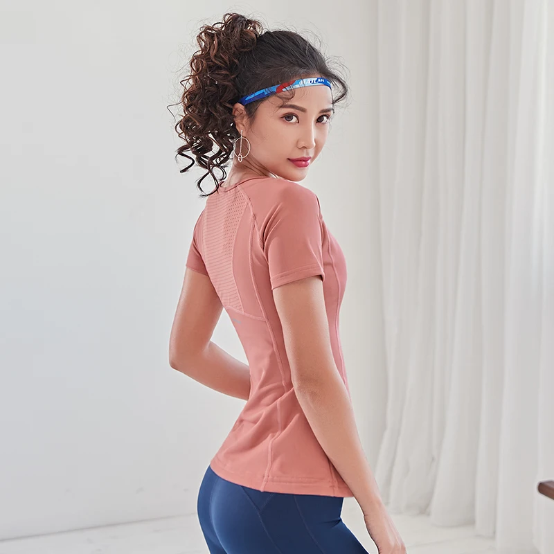 Женская спортивная рубашка для йоги быстросохнущая футболка бега одежда фитнеса