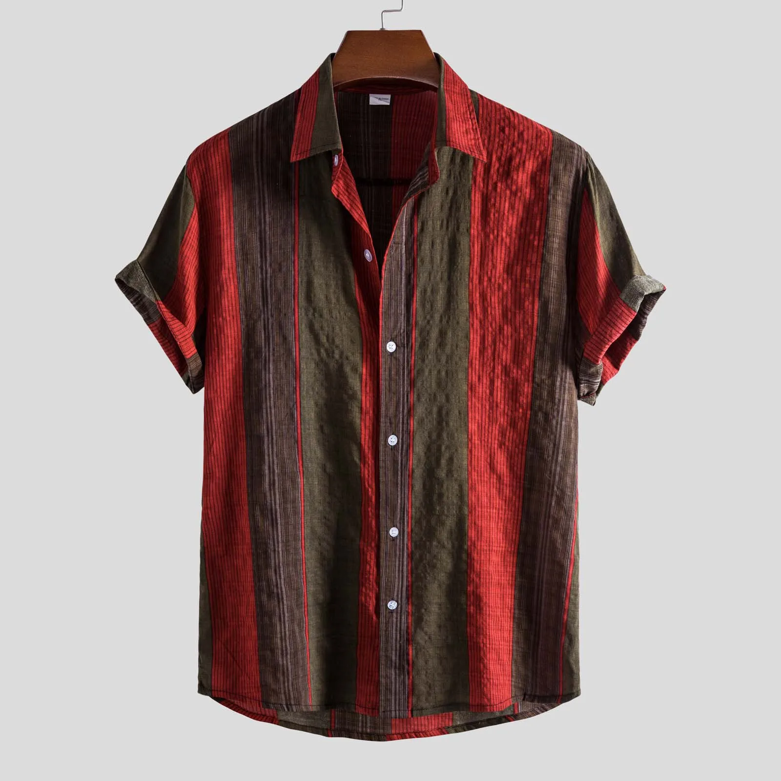 

Гавайская пляжная рубашка для мужчин, Повседневная летняя гавайская рубашка из чистого хлопка с короткими рукавами, пуговицами и цветочным...