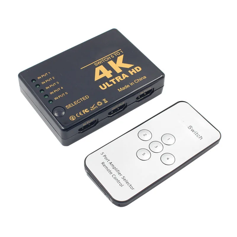 Mini 3D 1080p 5 портов 4K HDMI-совместимый Переключатель Селектор сплиттер концентратор +