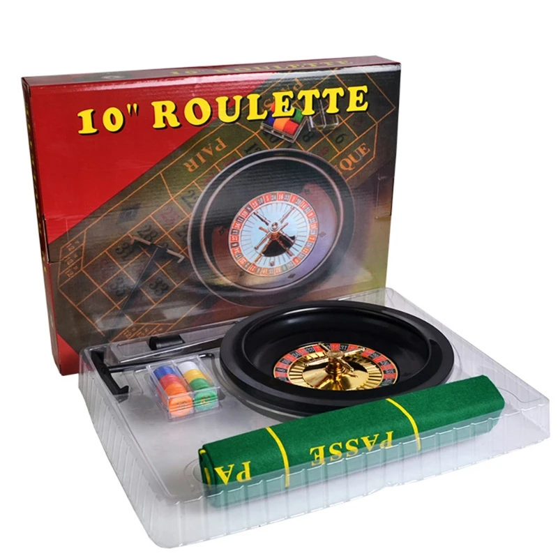 

10 inch Roulette Game Set Casino Roulette with Table Cloth Poker Chips for Bar KTV Party Borad Game Drop Shipping