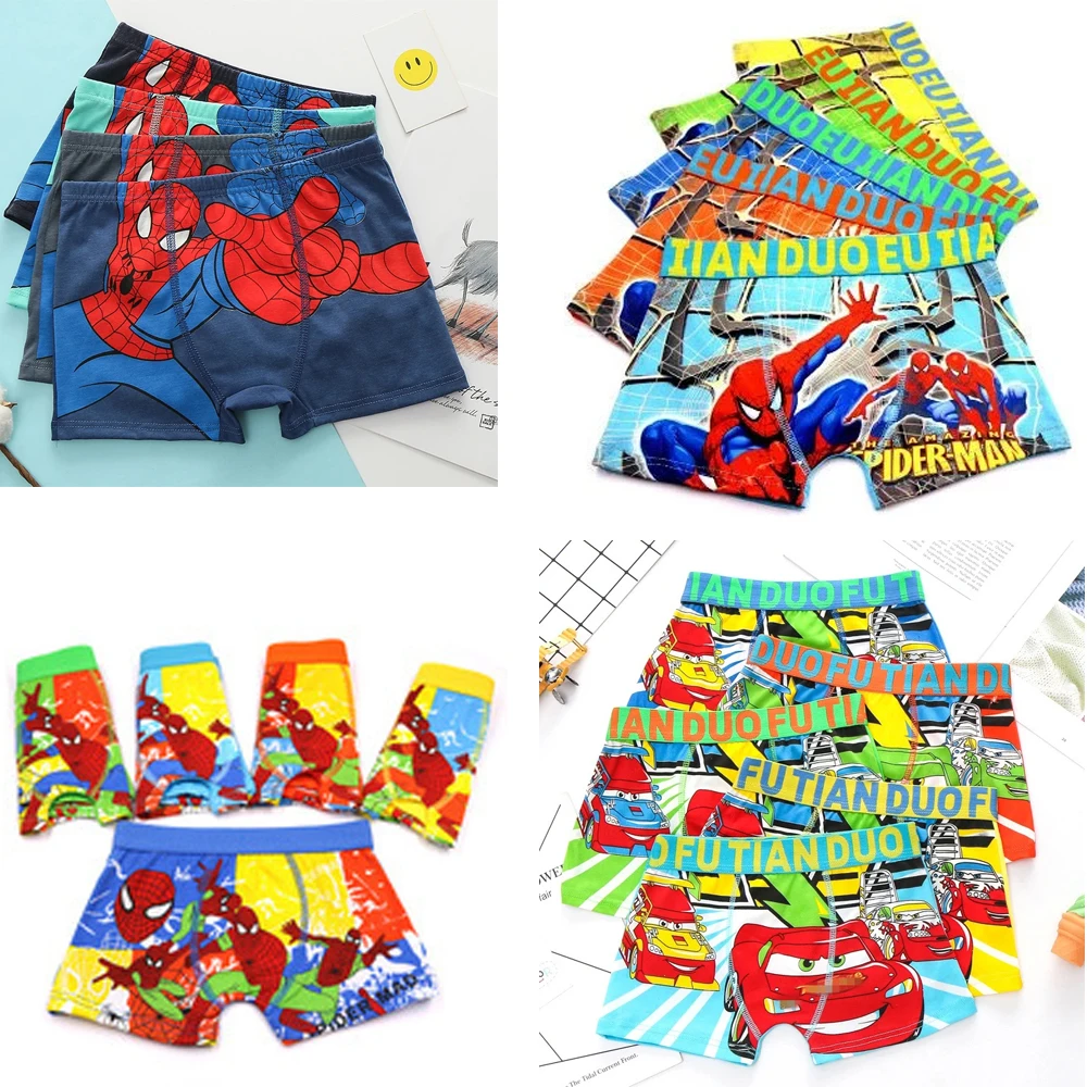 3 шт. Детские хлопковые трусы-боксеры с принтом Человек-паук |