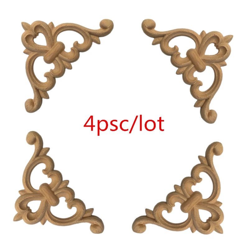 4 шт. аппликация из дерева с резьбой на угле рама для мебели дома Настенный