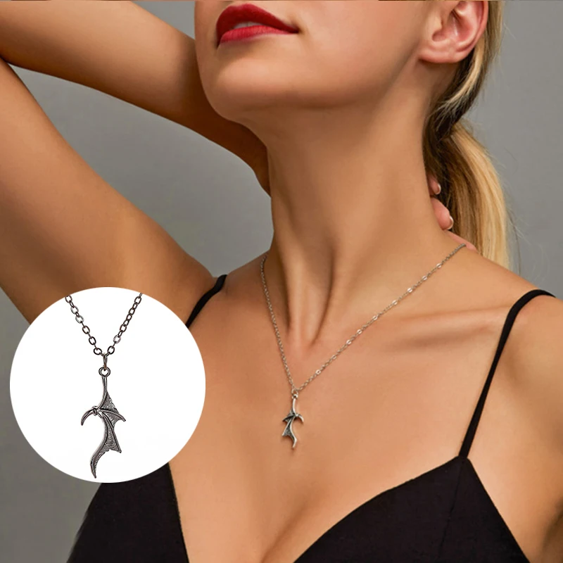 

Personality Punk Heart Angel Demon Wing Pendant Necklace for Women Men Lovers Couples Vinatge Statement Link Rope Chain Jewelry