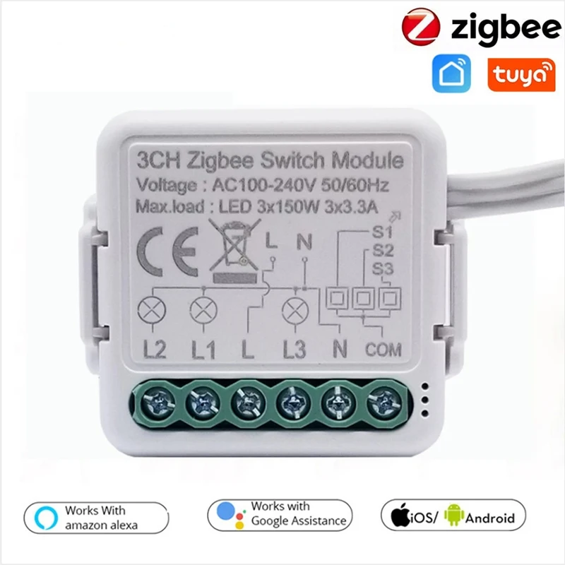 ZigBee Tuya Smart переключатель 3 способ мини Встроенный ВКЛ ВЫКЛ умный дистанционного