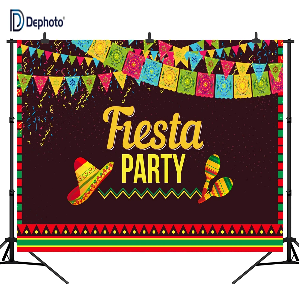DePhoto Fiesta Pictorial Cloth Мексиканская полоска Cinco de Mayo задний фон для Вечерние Декорации
