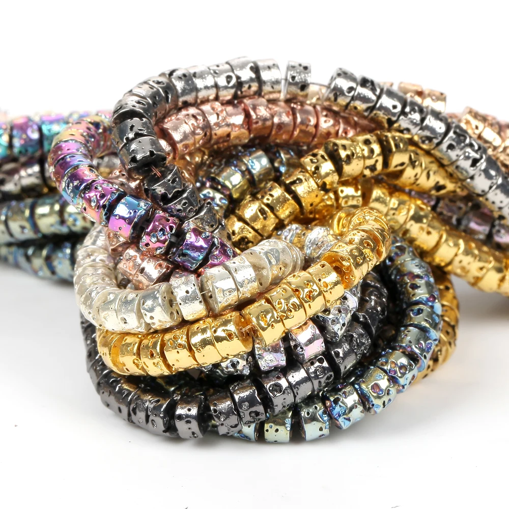 Бусины Из Натурального вулканического камня золотые и серебряные цветные