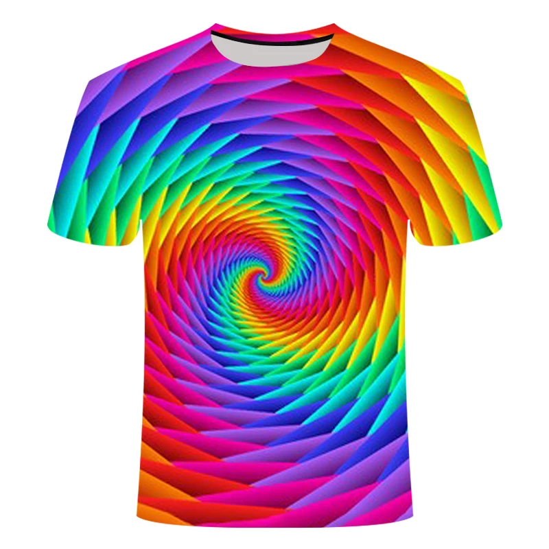 

Color vertigo hypnotic colorful printing 3D printing T-shirt men's fashion casual round neck short-sleeved t-shirt top S-6XL