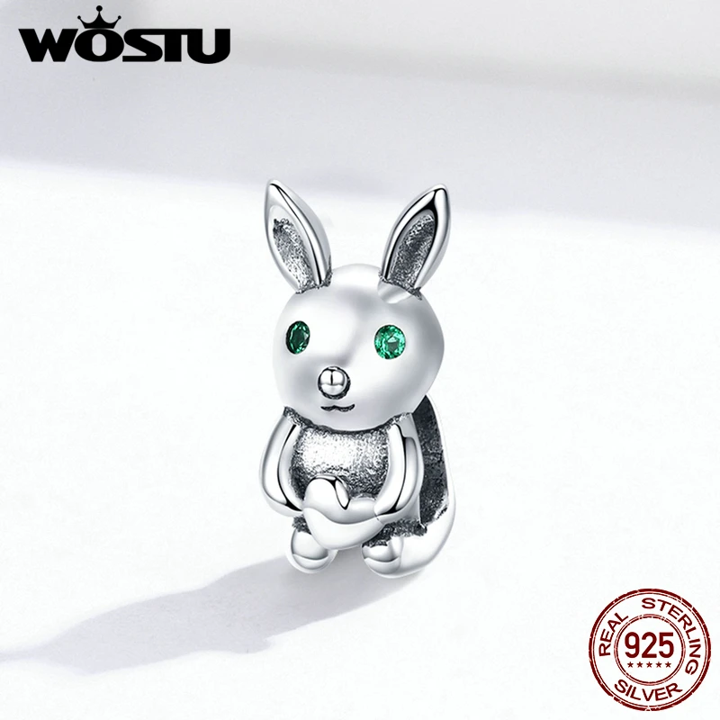 WOSTU Jumping Bunny бусы из стерлингового серебра 925 пробы милые Подвески Кролик подходит