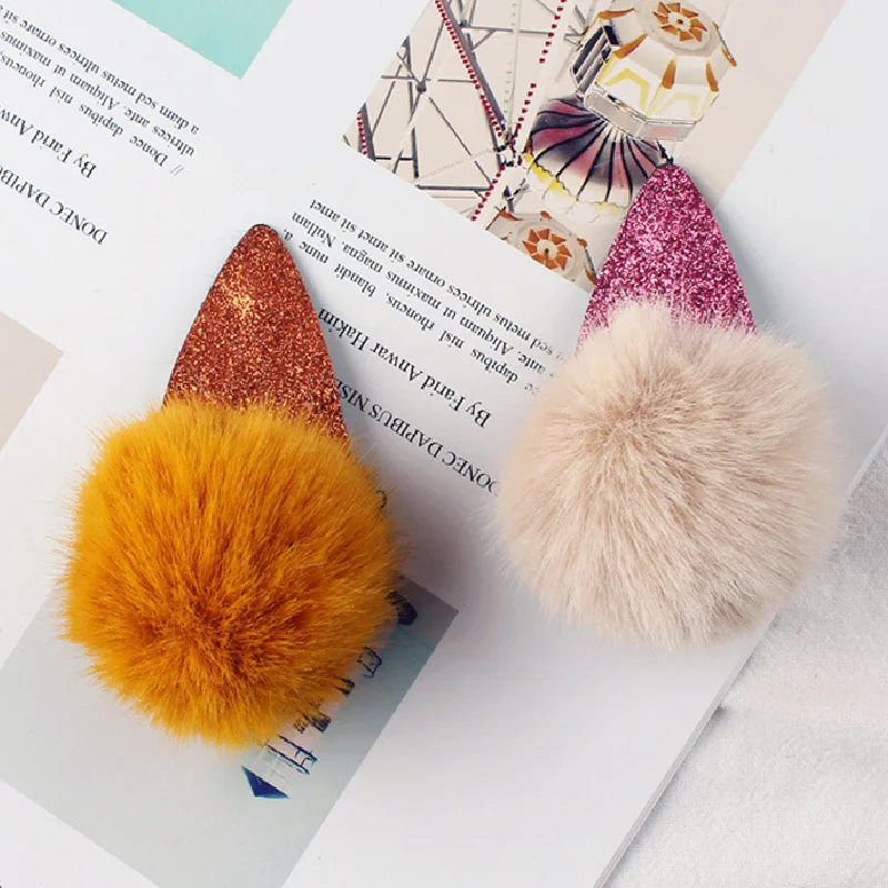 Помпон для волос из мягкого искусственного меха помпон зажим ВВ заколка