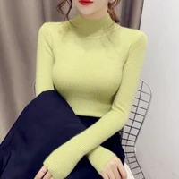 women sweater knitted ribbed pullover basic turtleneck trending sweaters autumn winter slim fashion 2021 soft warm thick jumper