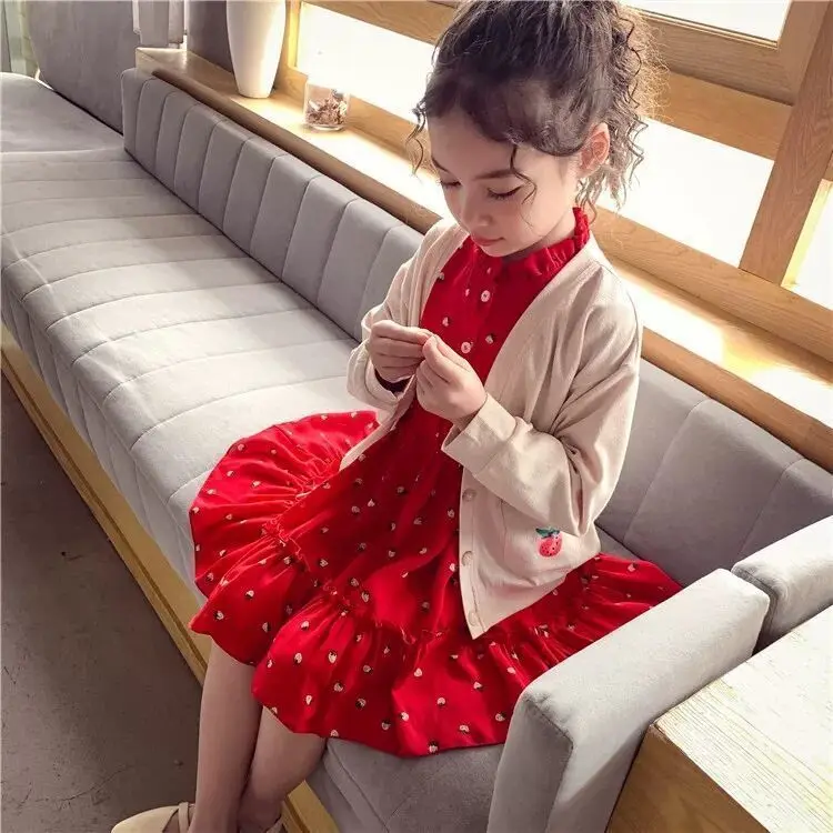

Girls' Dresses Spring And Autumn Dress New Girl Princess Dress Female Baby Fashion Dress Strawberry
