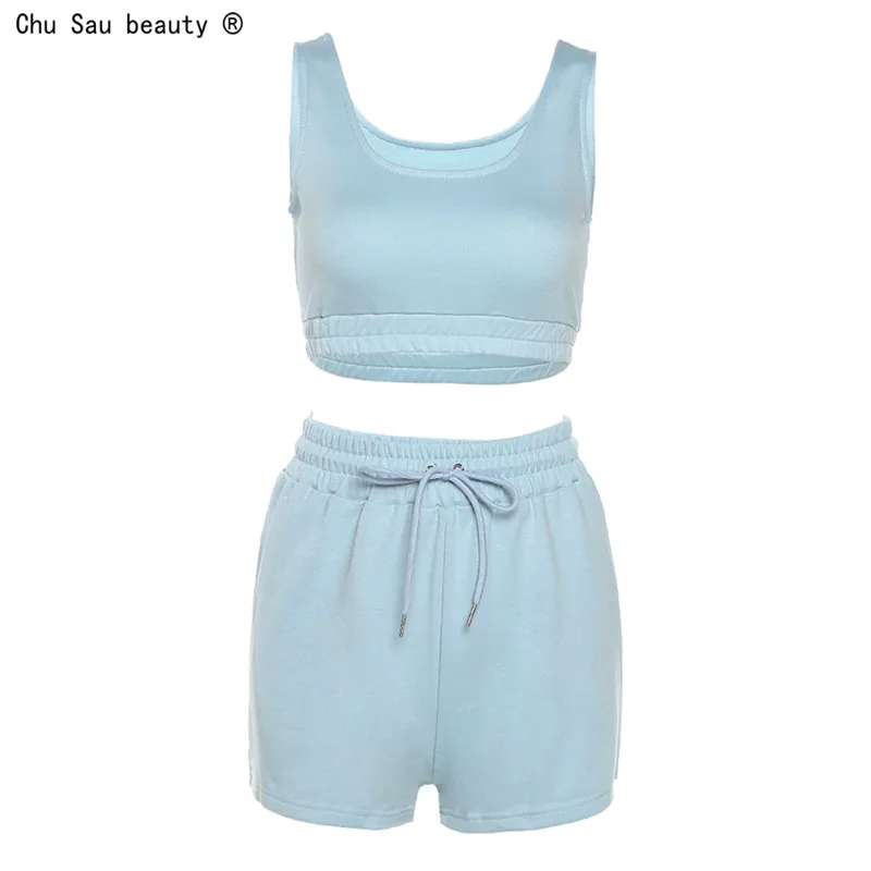 

Женский Повседневный эластичный костюм из двух предметов, летний простой однотонный уличный костюм из мягкого хлопка, облегающая удобная д...