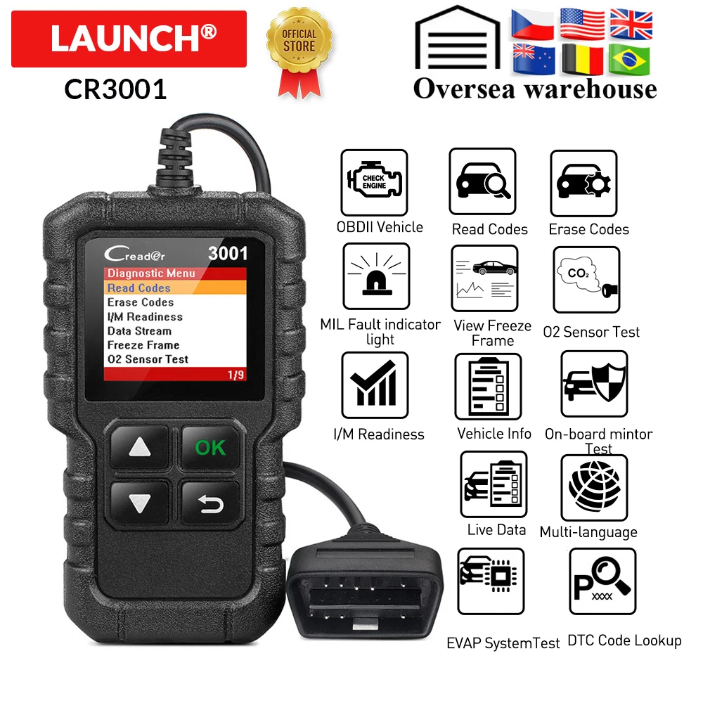 Диагностический сканер Launch X431 Creader 3001 инструмент для считывания кодов obd2 OBDII CR3001