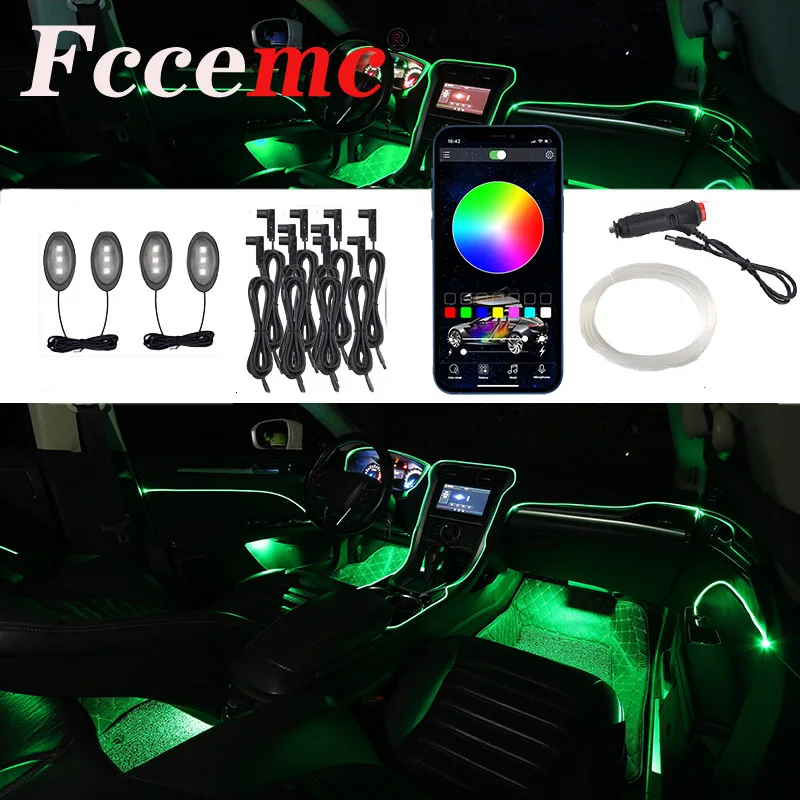 

Flexible Atmosphere Car Light Interior Ambient Light Fiber Optic Strips Light by App Control DIY Music Neon Wire Strip For Cars