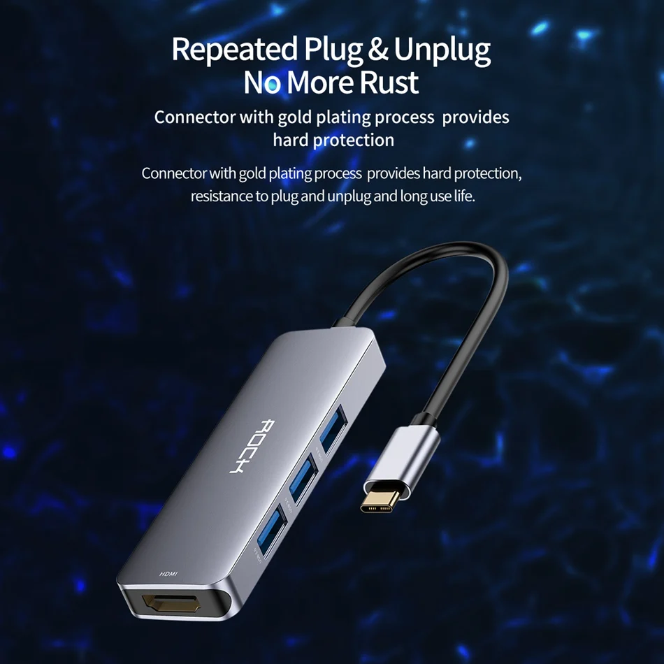 ROCK 4 в 1 станция dex для samsung S10 S9 Plus dex кабель usb type-C к HDMI 3 USB 3,0 адаптер портов для huawei mate 20 P30 Pro