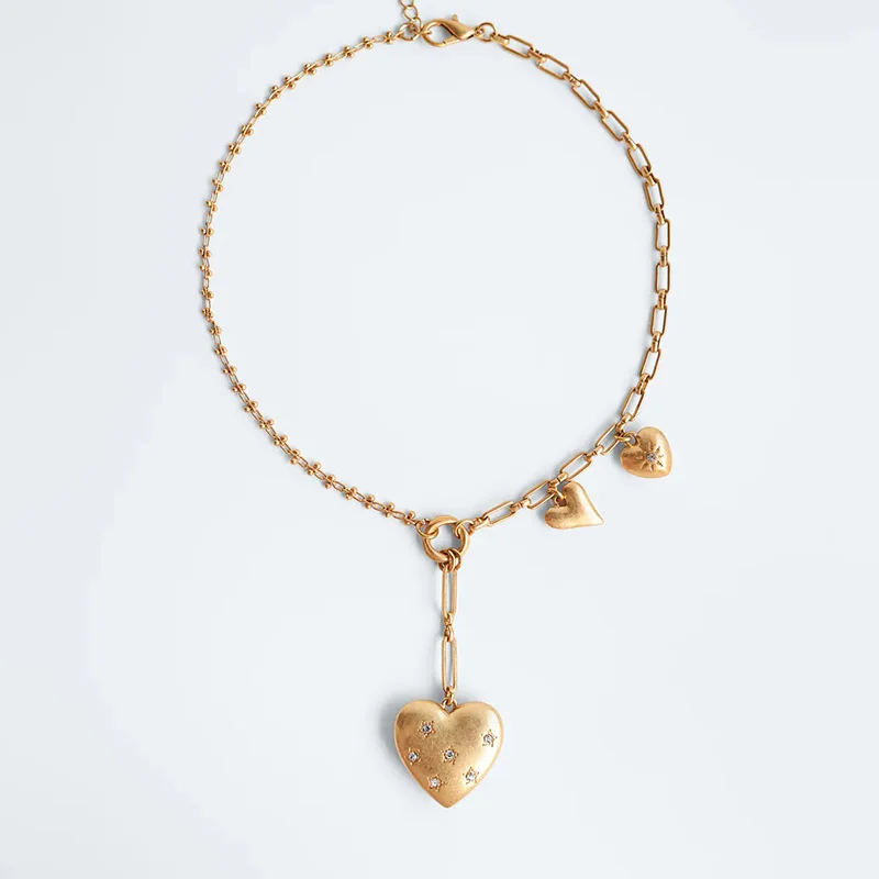 Цепочка-ожерелье Женская Асимметричная металлическая в форме сердца | Украшения