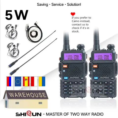 Портативная рация Baofeng UV-5R Pofung UV 5R, 1/2 шт., 5 Вт, VHF/UHF, Любительское радио, двухдиапазонное двухстороннее радио UV5r CB радио, FM радио