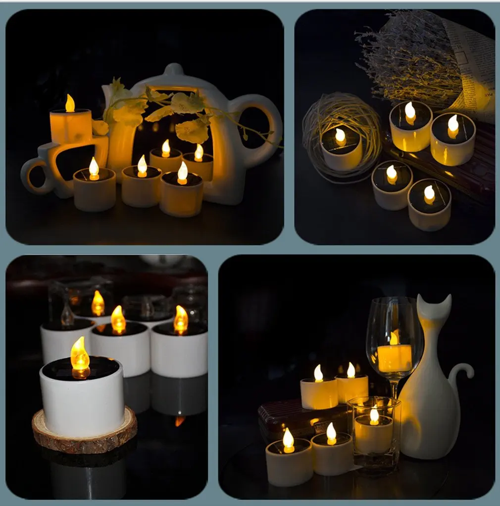 Солнечная энергия светодиодные свечи беспламенная электронная лампа ночник