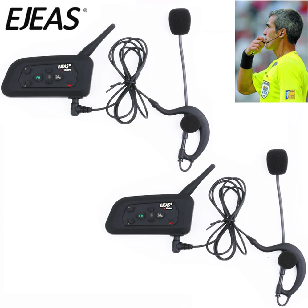2 комплекта EJEAS V4C 1200M Bluetooth гарнитура Интерком полный дуплекс футбол рефери