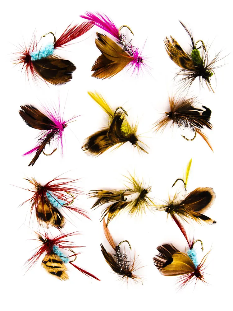 

12PCS Insect Fly Fishing Lure Artificial Fishing Bait Feather Single Hooks Carp Fish Lure Water Surface Fishing Accessories