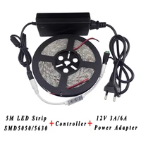10setslot 50m 3528 5050 5630 led strip waterproof flexible light 60ledsm 3 keys controller 12v 2a6a power supply adapter