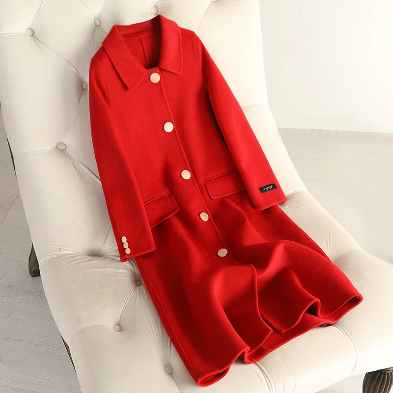 Пальто из 100% шерсти для женщин кашемировые пальто новинка 2019 Осень-зима женское