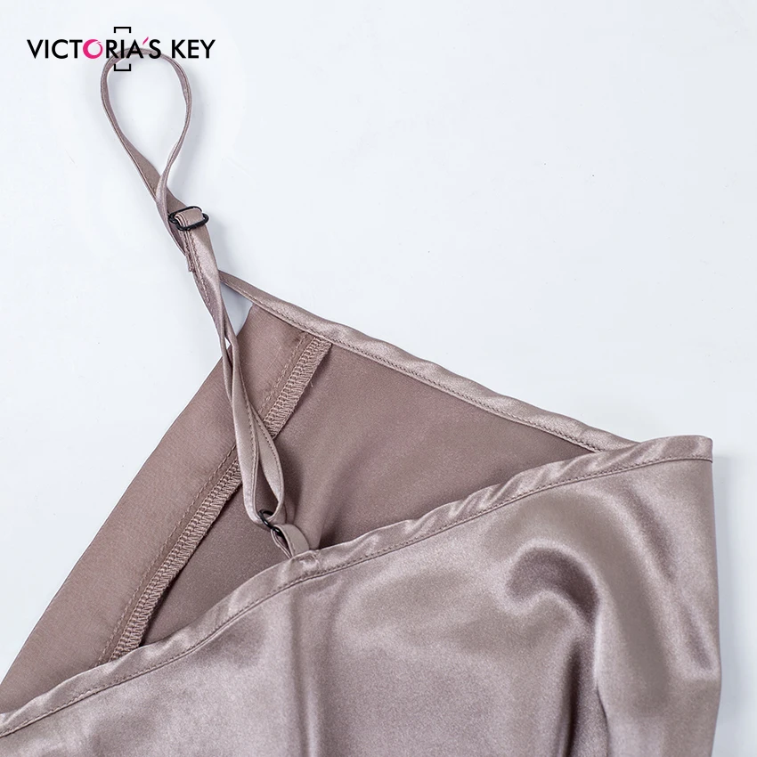 Викторианский ключ коричневый Атласный пижамный комплект для женщин без рукавов