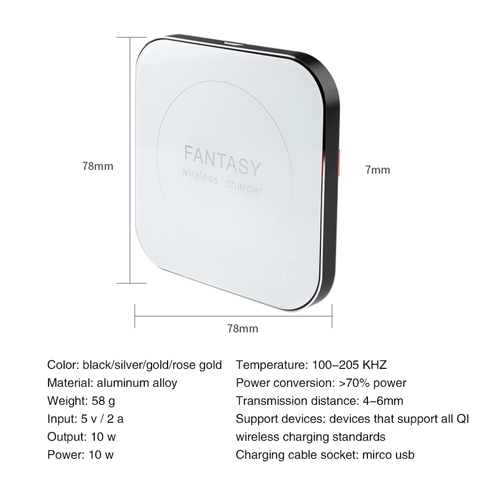 2019 металлическое QI Беспроводное зарядное устройство для мобильного телефона