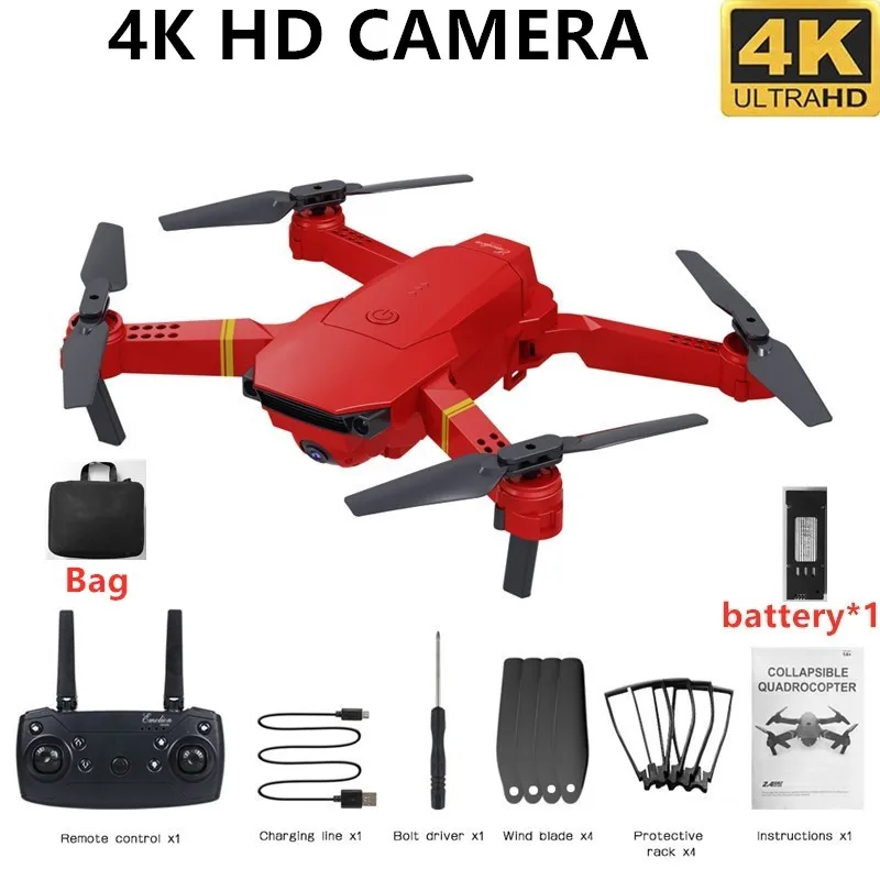 4K 1Battery with bag HJHRC JY019 wifi FPV с широким углом обзора 1080P HD 4K камера режим удержания высоты складной рычаг RC Квадрокоптер Дрон RTF Дрон VS E520S E58 - Цвет: 4K 1Battery with bag