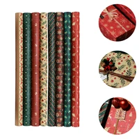 8pcs diy gift wrapping paper christmas elements gift wrapping retro packing paper