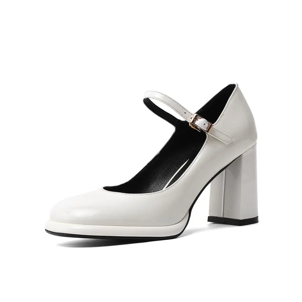 

2020 Genuine Leather Women Pumps Spring Summer New Arrive Party Wedding Shoes Sweet Ladies Buckle Strap High Heels Mary Janes