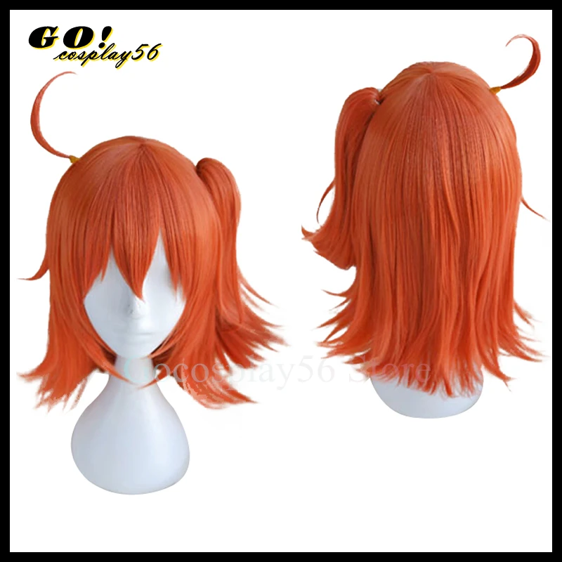 

FGO Fate Grand Order Cosplay Wig Fujimaru Ritsuka Orange Straight Pigtail Synthetic Hair for Adult