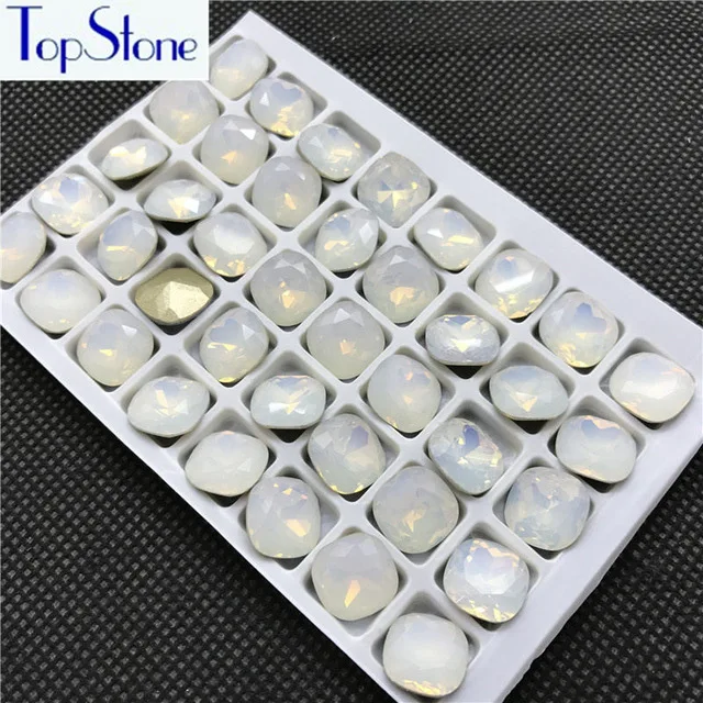 White Opal Topstone K9 стекло кристалл 8 мм 10 мм 12 мм Классический жир квадратный заостренные с обратной стороны Стразы высокое качество - Цвет: White Opal