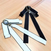 2021 new korean style women brooches black white retro big bow ite ribbon brooch for girl fashion jewelry corsage accessories