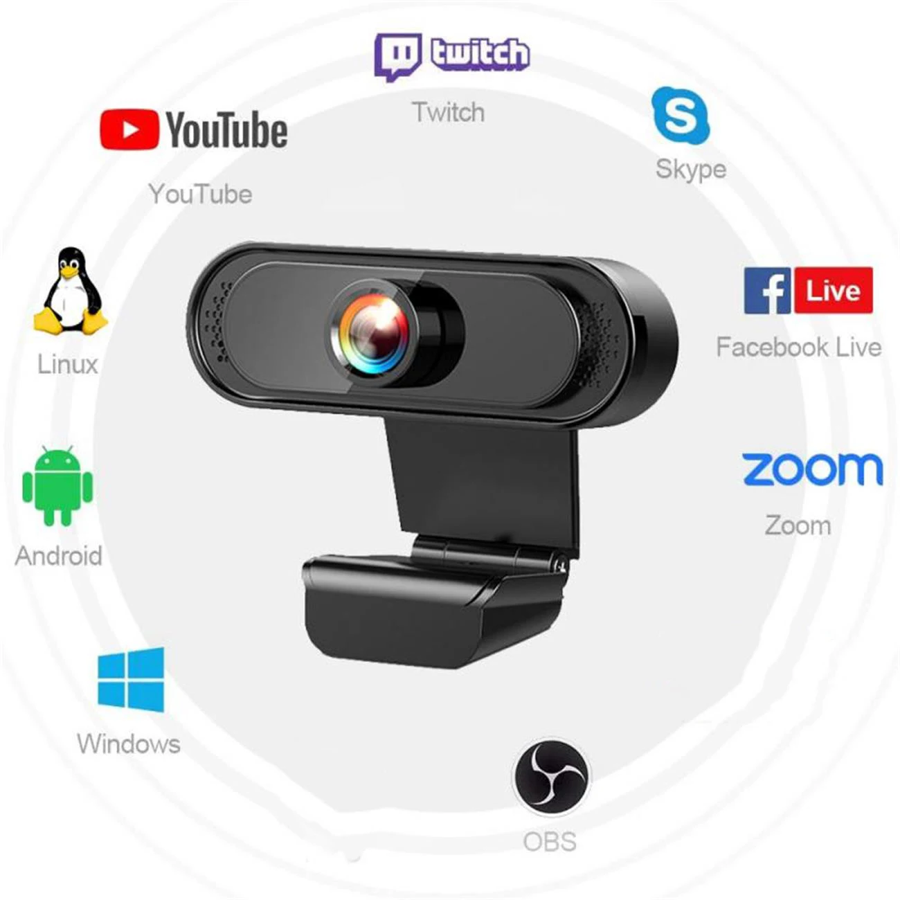 

1080P L12 USB Computer Camera HD Built-in Microphone Video Screen Meeting Webcast Webcam(1080P Fixed Focus)