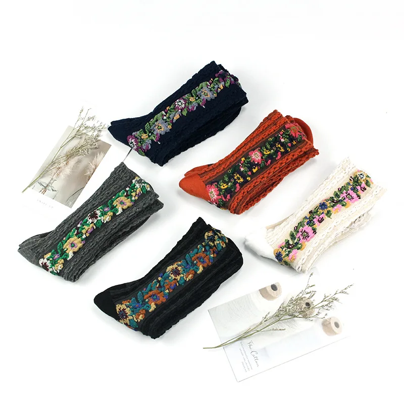 5PCS/LOT Classical Socks Flowers Dress Socks Girl's Famale Cute Socks Spring And Autumn Socks Socks for Women Fashion Cute Socks